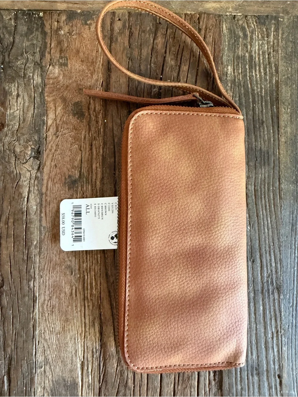 Free People Leather Wristlet Wallet - Tan